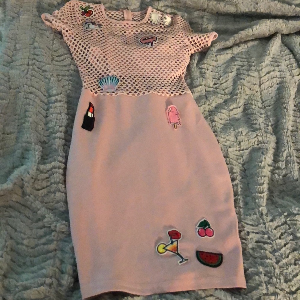 Mesh Mini Dress With Patches